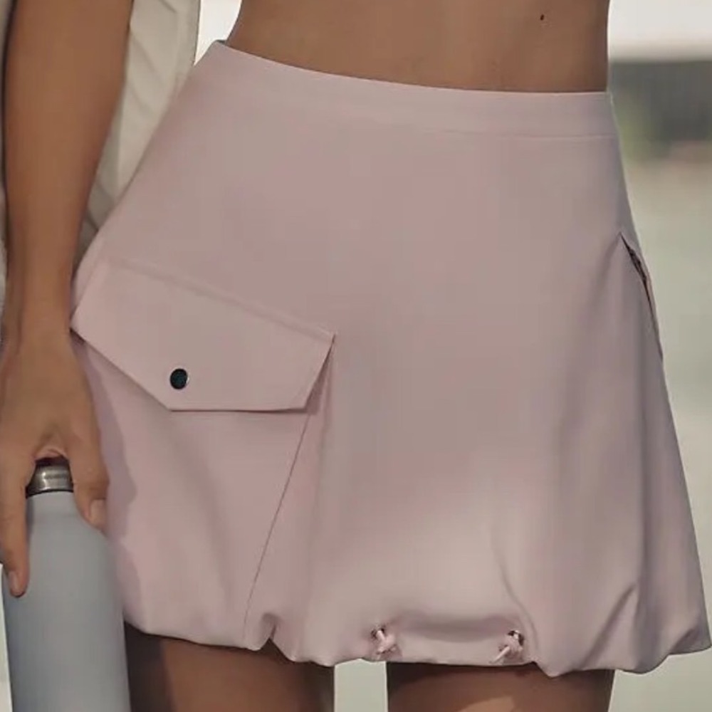 For Love & Lemons Elanah Bubble Mini Skirt Pink Cargo Drawstring Size L